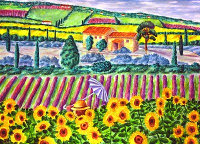 SUSAN IN THE SUNFLOWERS