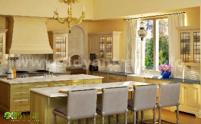 3D Classical Kitchen Interior Design Beijing 